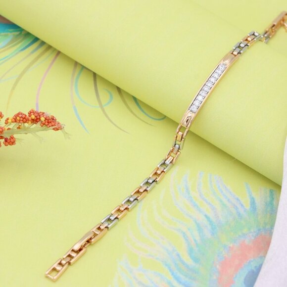 Elegant Rose Gold and Silver Bracelet with Sparkling CZ Accents, XPBL0691 - Picture 11 of 12